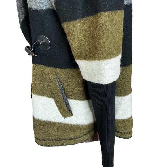 Line The Label Wool Blend Jacket Size S/P Toggle Closure Striped Warm - Picture 7 of 16